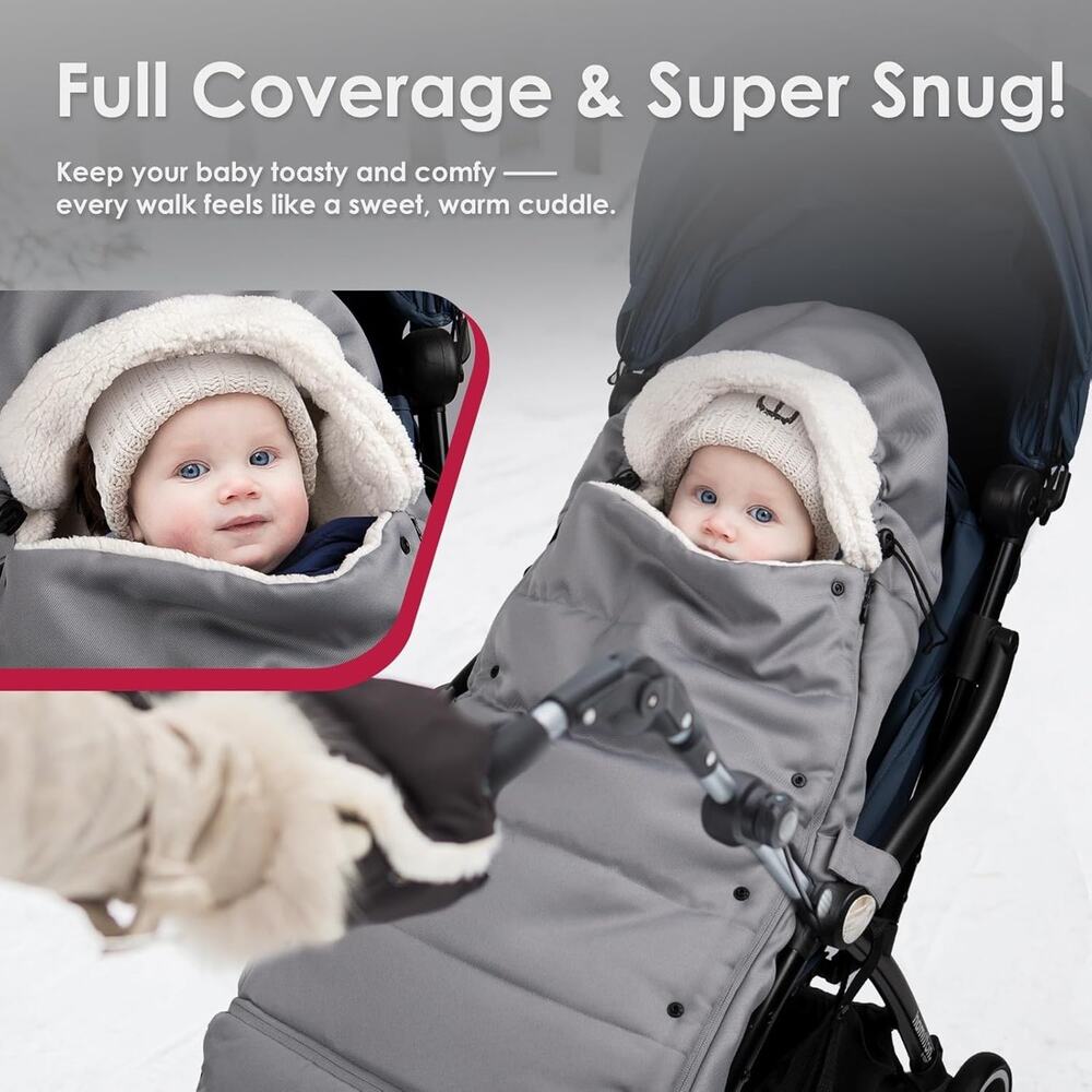 Universal, Weather-Proof, Warm Stroller Footmuff | Extendable Winter Cover | Adj - Picture 2 of 7